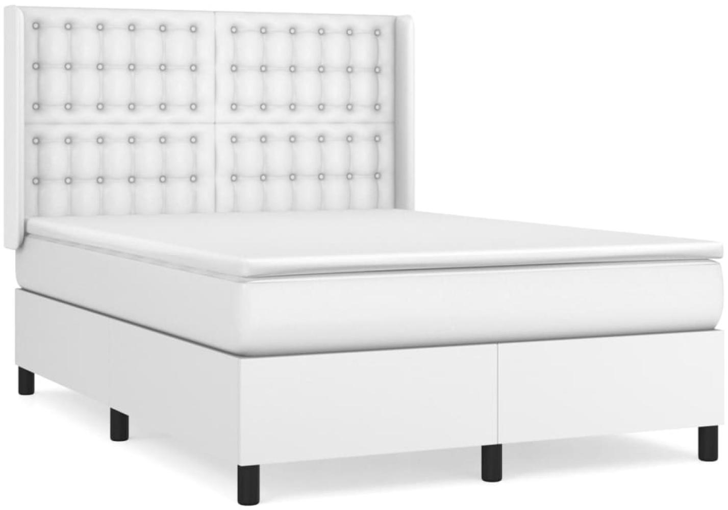 vidaXL Boxspringbett mit Matratze Weiß 140x190 cm Kunstleder 3132496 Bild 1
