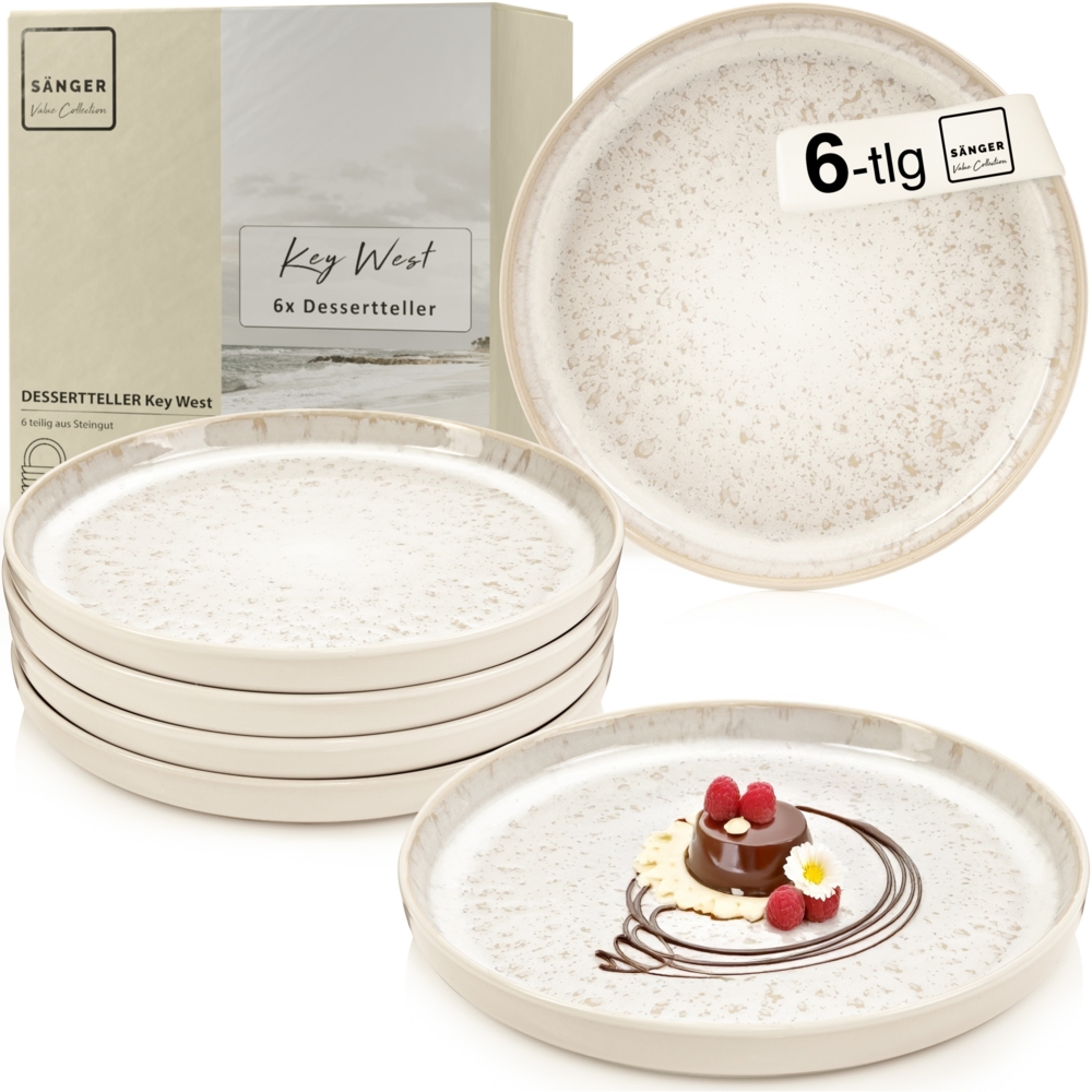 SÄNGER Dessertteller Set Key West - 6 teilig aus Steingut Bild 1
