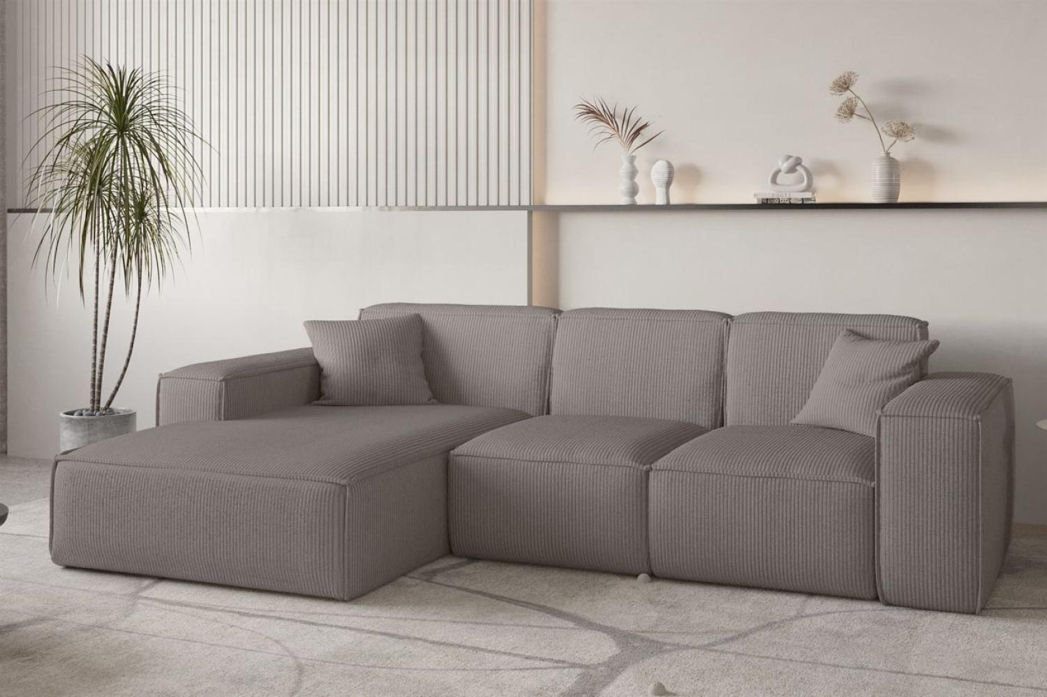 Ecksofa Designersofa CELES PREMIUM in Stoff Scala Taupe Ottomane Links Bild 1