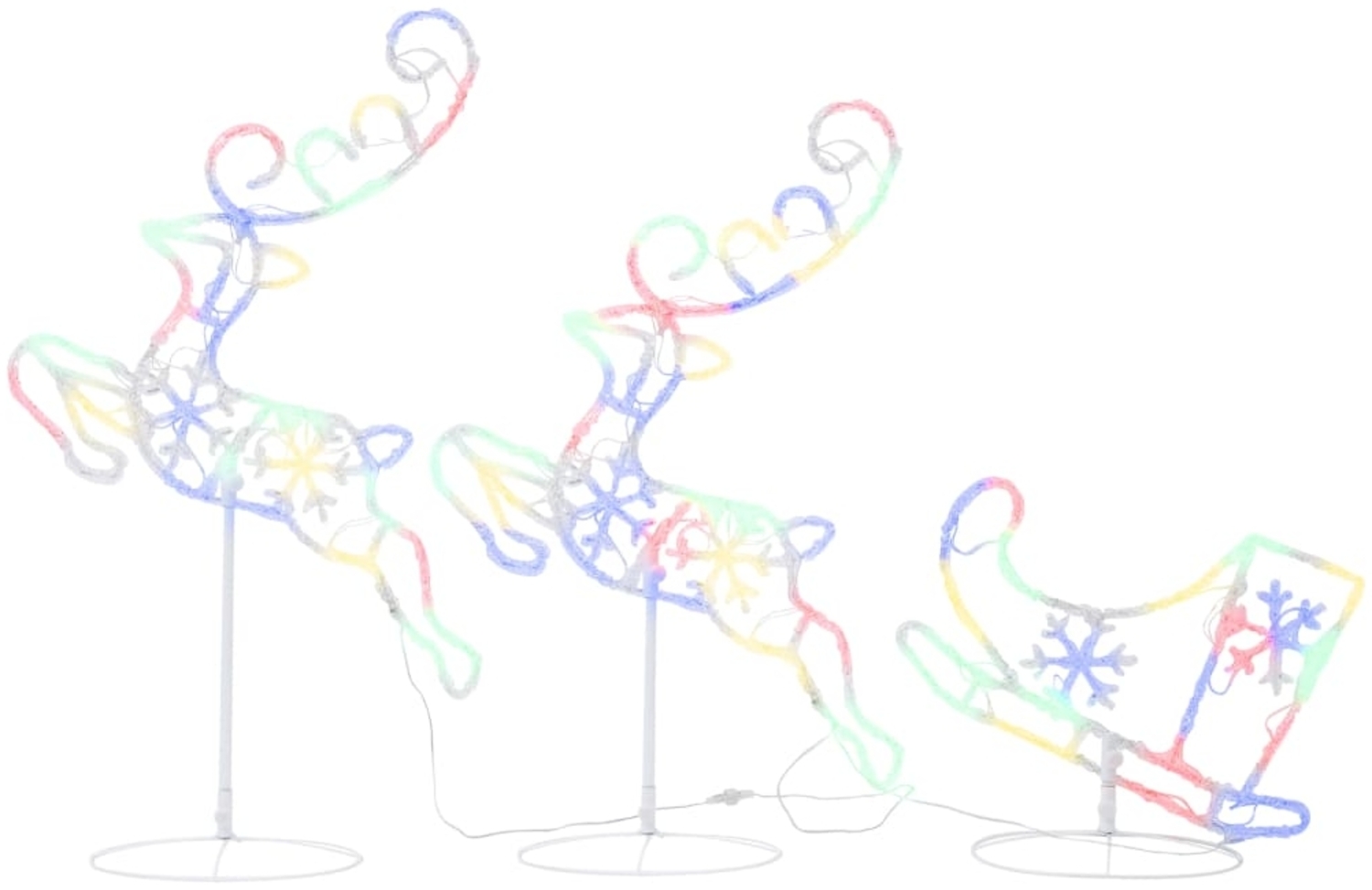 vidaXL Weihnachtsdeko LED Rentiere & Schlitten Acryl 260x21x87 cm Bunt 328512 Bild 1