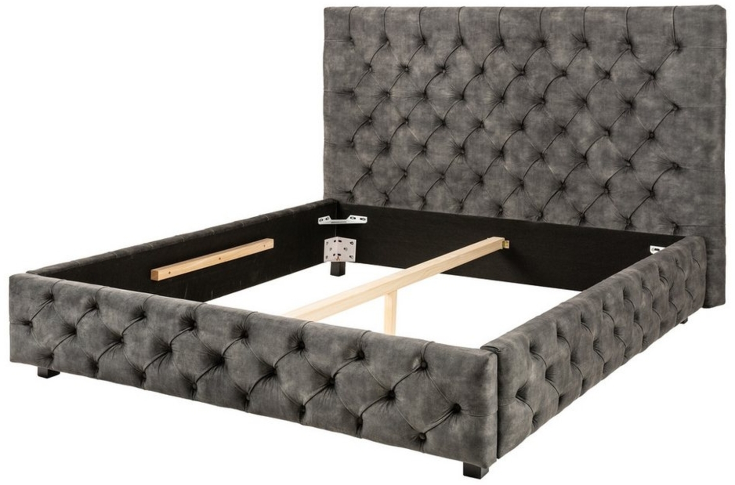 riess-ambiente Polsterbett PARIS 180x200cm grau olive (Einzelartikel, 1-tlg), Schlafzimmer · Samt · Gäste · Doppel · Kingsize · Chesterfield Design Bild 1