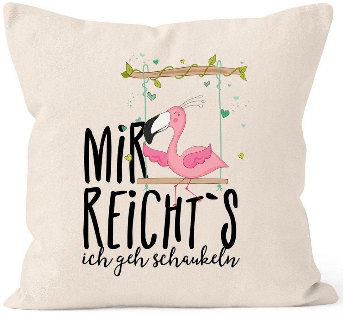 MoonWorks Dekokissen Kissen-Bezug Flamingo Mir reichts ich geh schaukeln Sprüche Spruch Kissen-Hülle Deko-Kissen Baumwolle MoonWorks® Bild 1