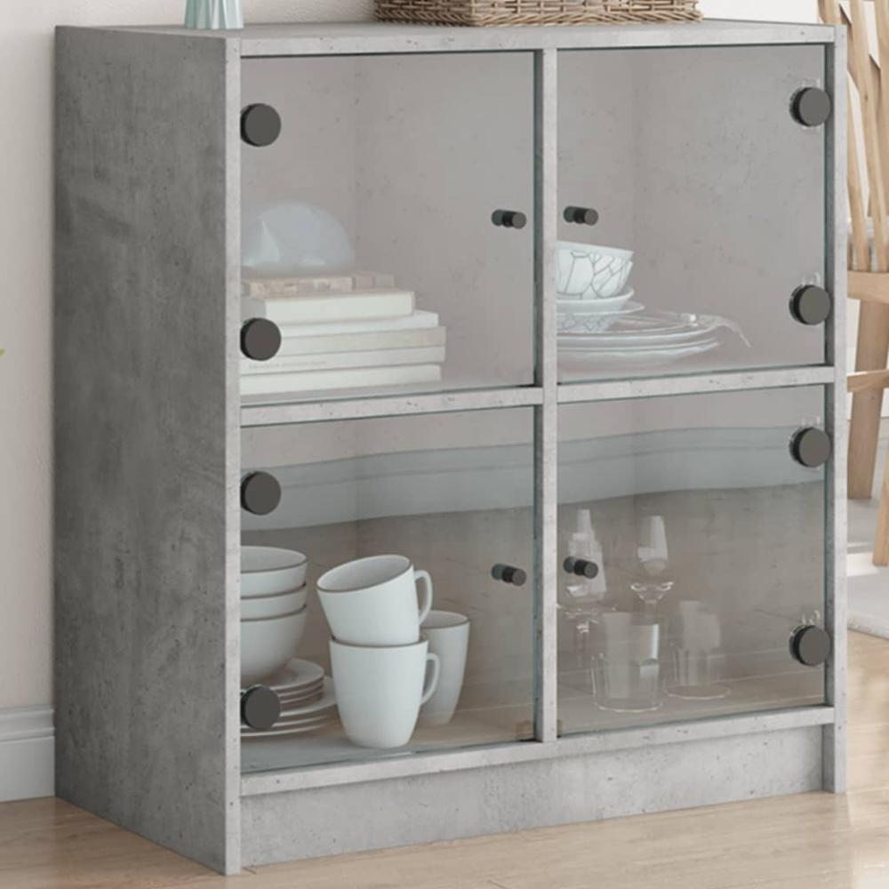 vidaXL Beistellschrank mit Glastüren Betongrau 68x37x75,5 cm 836381 Bild 1