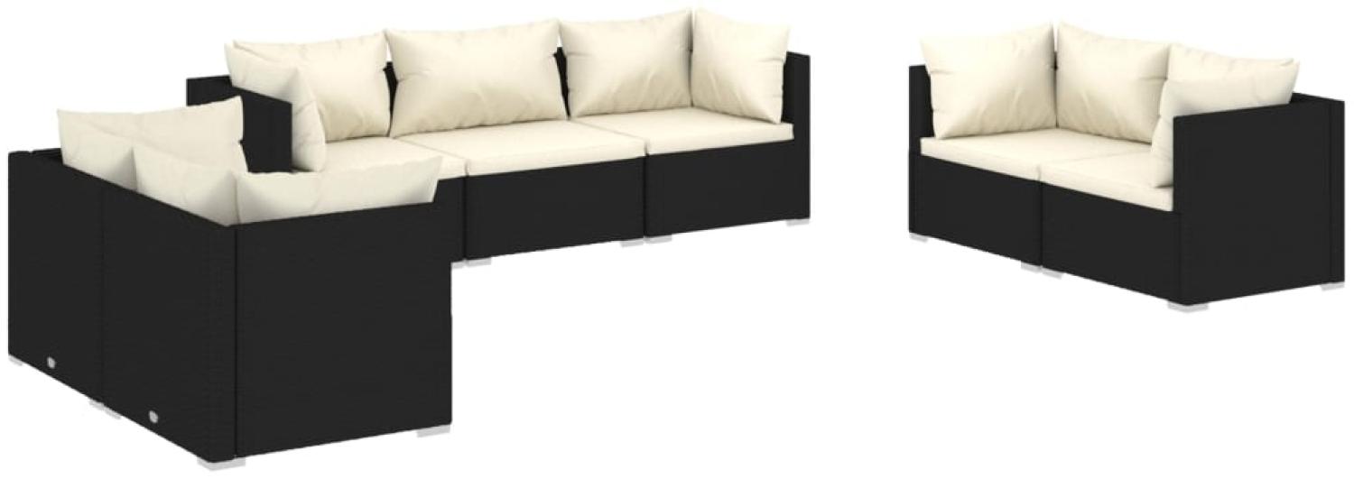 vidaXL 7-tlg. Garten-Lounge-Set mit Kissen Poly Rattan Schwarz 3102263 Bild 1