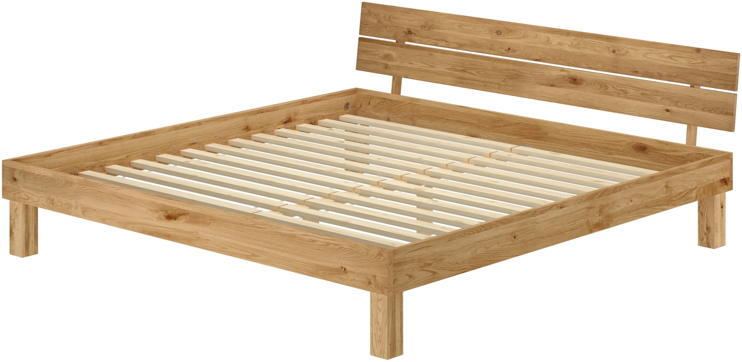 Großes Massivholzbett Doppelbett 200x200 Eiche massiv geölt Zubehör wählbar V-60.88-20Rollrost inkl. Bild 1