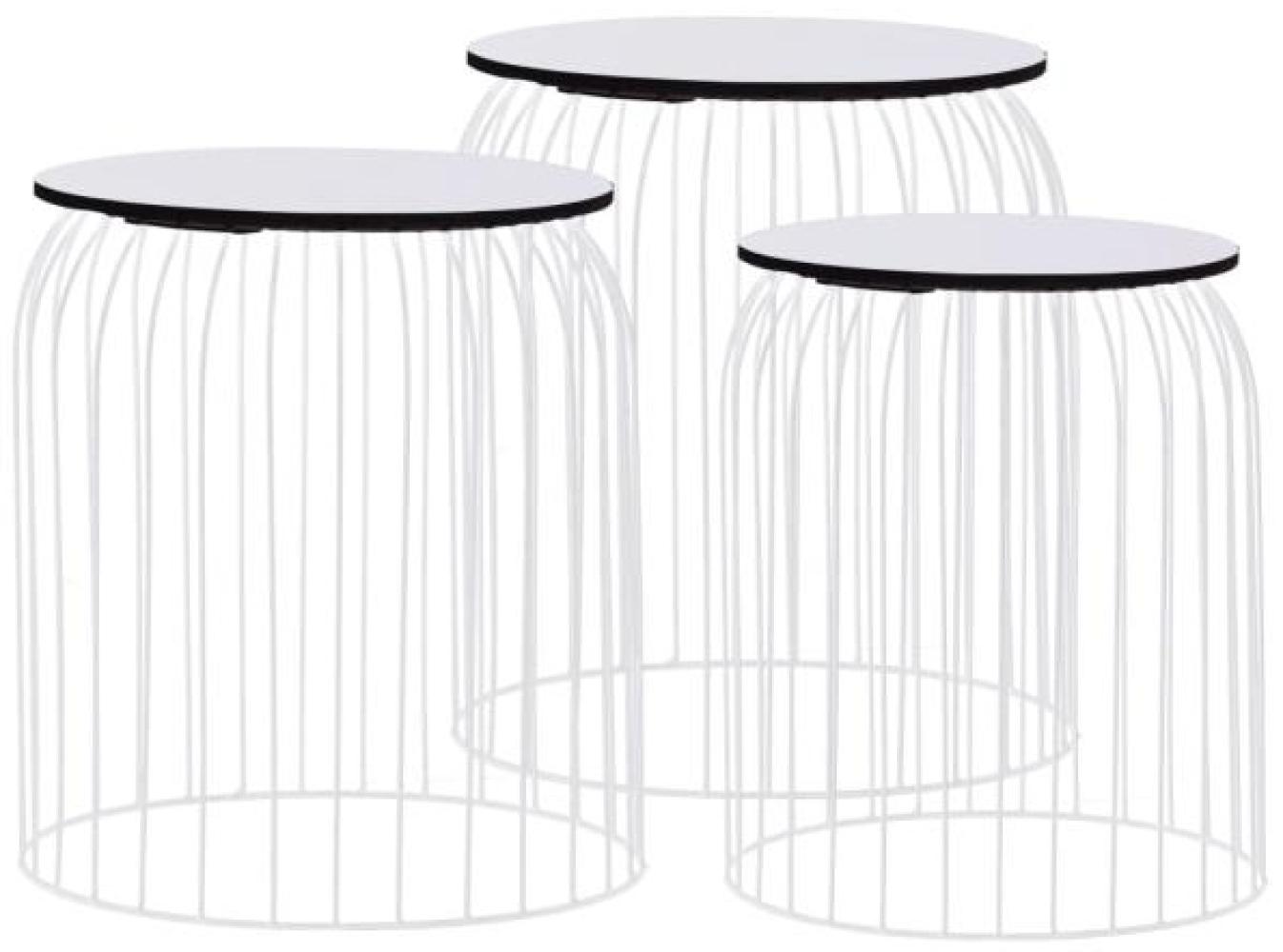 Couchtische 3er-Set, MDF/ Metall Weiß Bild 1