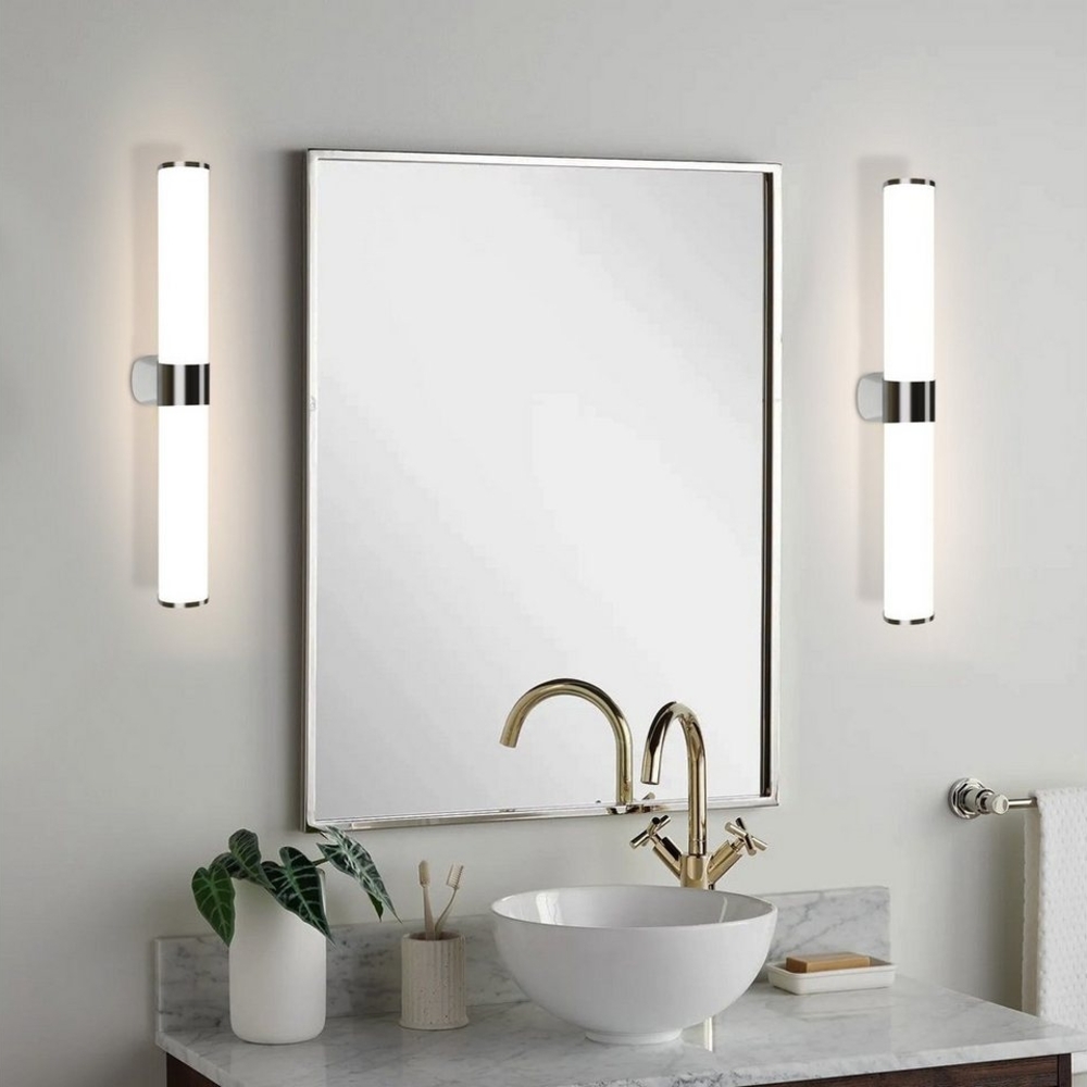 ZMH Spiegelleuchte Spiegellampe - Modern 40/60CM Chrom Schlafzimmer, Augenschutz, LED fest integriert, 4000k, Neutralweiß 4000K Feuchtraumleuchte Modern Bild 1