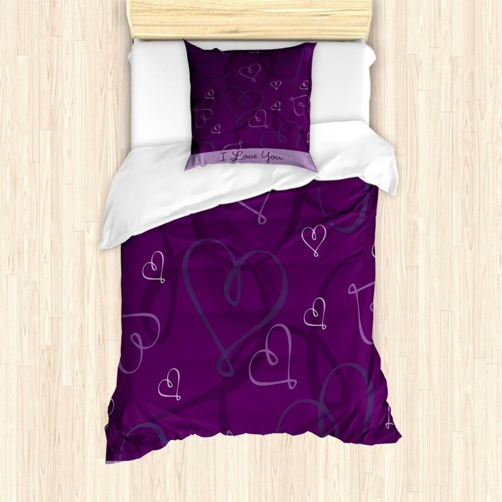 Abakuhaus Bettwäsche Milbensicher Allergiker geeignet mit Kissenbezug, Microfaser, Romantisch Indigo Purple Hearts Bild 1