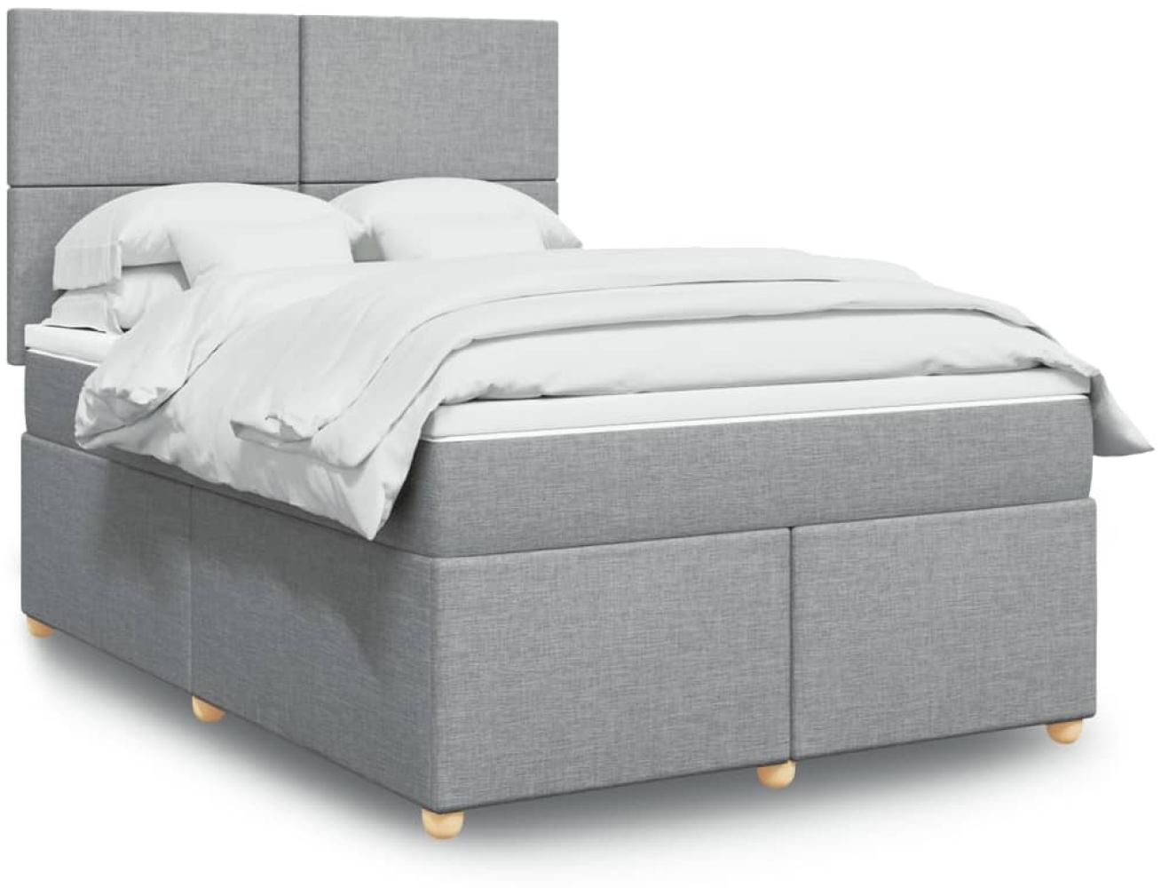 vidaXL Boxspringbett mit Matratze Hellgrau 140x200 cm Stoff 3293596 Bild 1