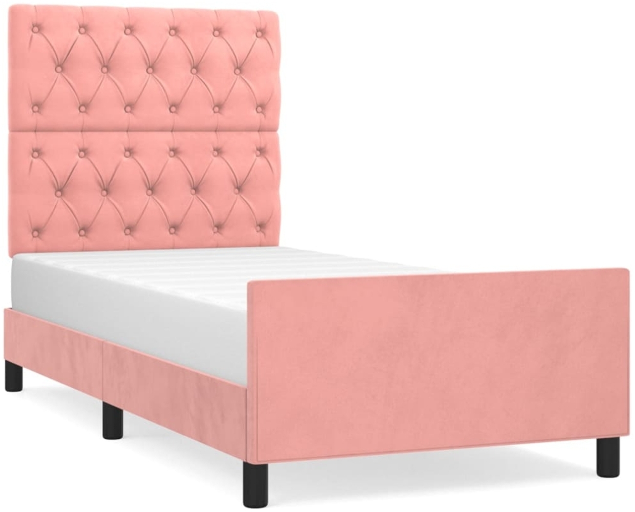 Bettgestell mit Kopfteil Samt Rosa 80x200 cm Bild 1