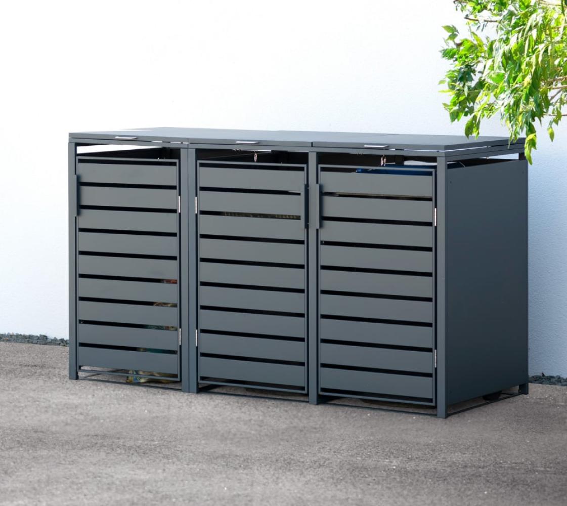 Westmann Metall Mülltonnenbox 3er Kubus | 3x240 L | Anthrazit | 200x80x116 cm Bild 1