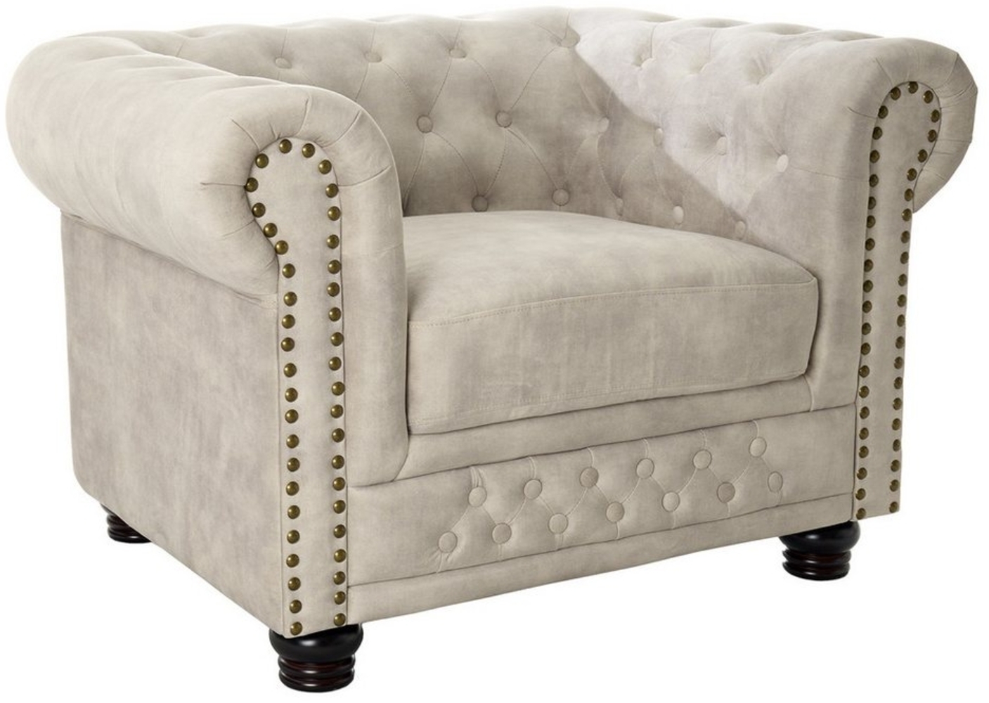 riess-ambiente Sessel CHESTERFIELD 110cm champagner (Einzelartikel, 1-St), Wohnzimmer · Samt · mit Armlehne · Federkern Bild 1