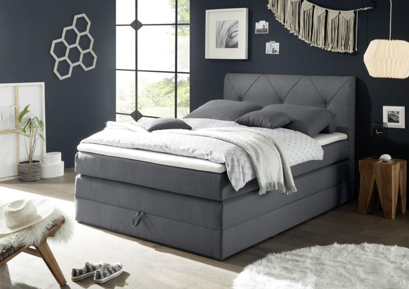 Boxspringbett 120 x 200 cm CALGARY 1, Anthrazit H2 Bild 1