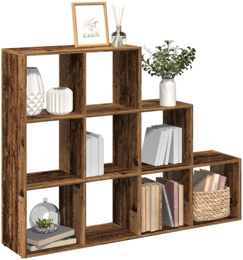 vidaXL Raumteiler-Bücherregal 3 Stufen Altholz-Optik 137,5x29x103,5 cm 857983 Bild 1