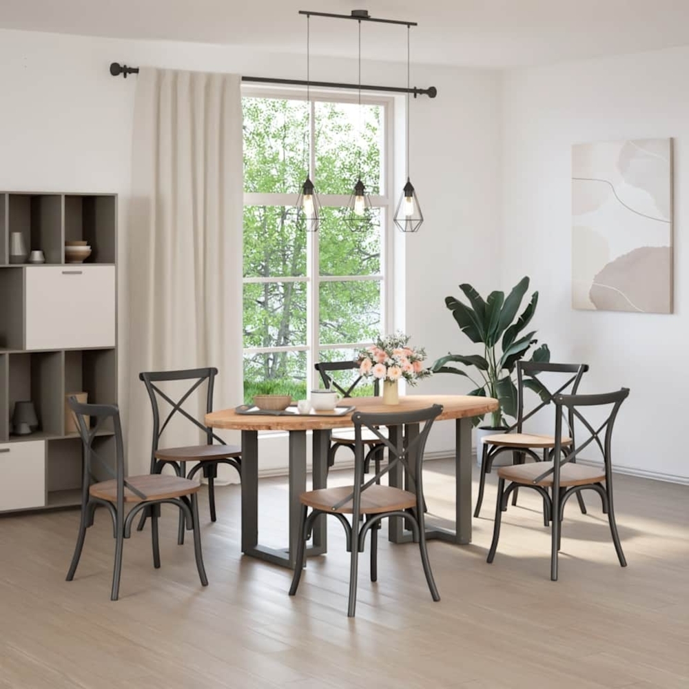 vidaXL Esstisch Hellbraun 200x100x74 cm Massivholz Eiche Oval 3305319 Bild 1