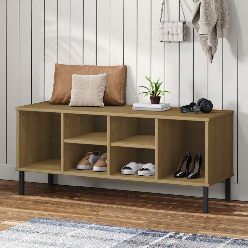 vidaXL Schuhregal OSLO mit Metallbeinen Braun 106x35x45 cm Massivholz 350994 Bild 1