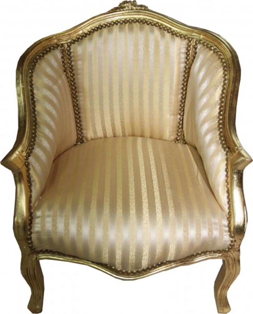 Casa Padrino Barock Damen Salon Sessel Gold Streifen / Gold - Möbel Antik Stil Bild 1