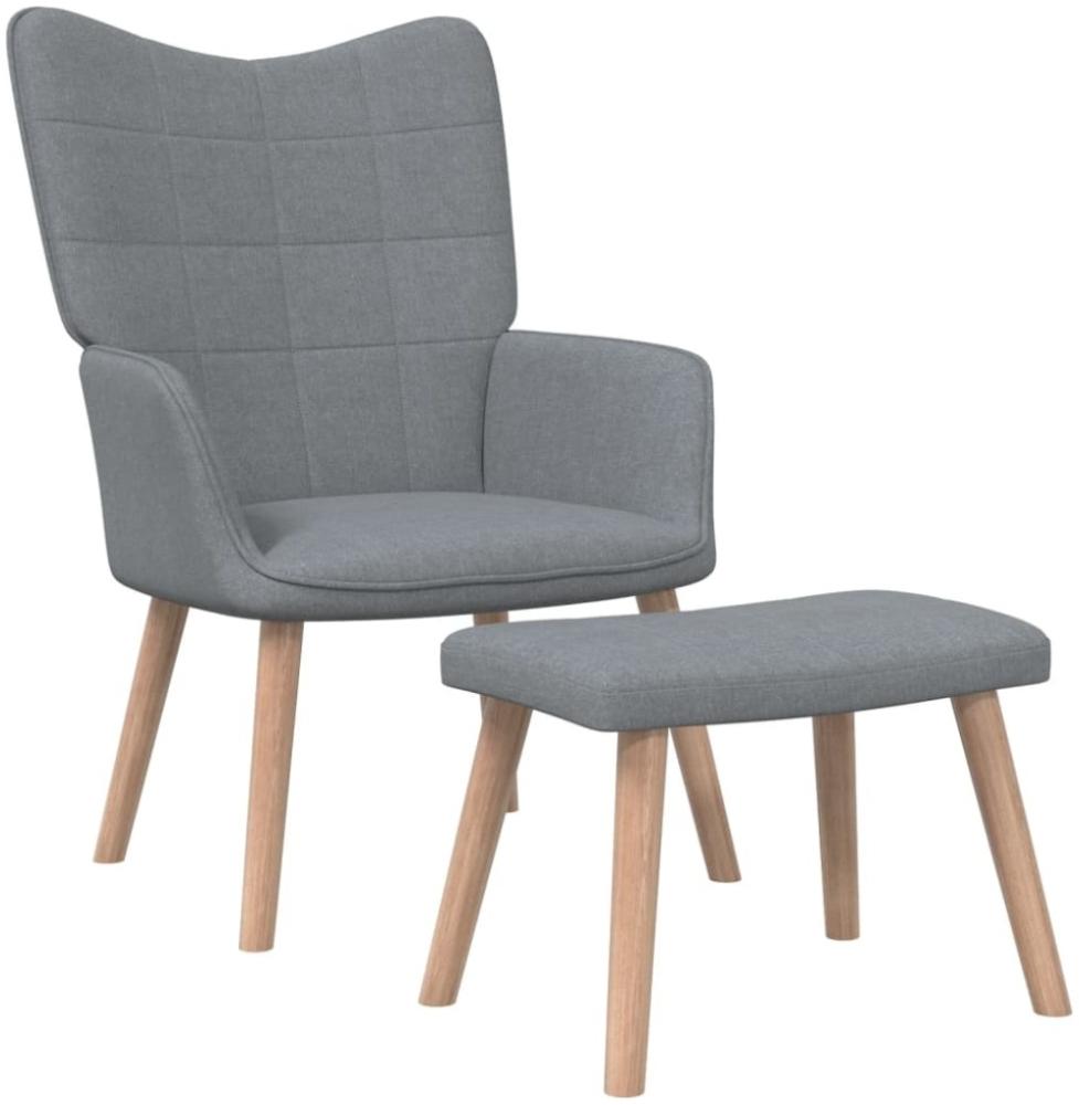 vidaXL Relaxsessel mit Hocker Hellgrau Stoff [327930] Bild 1