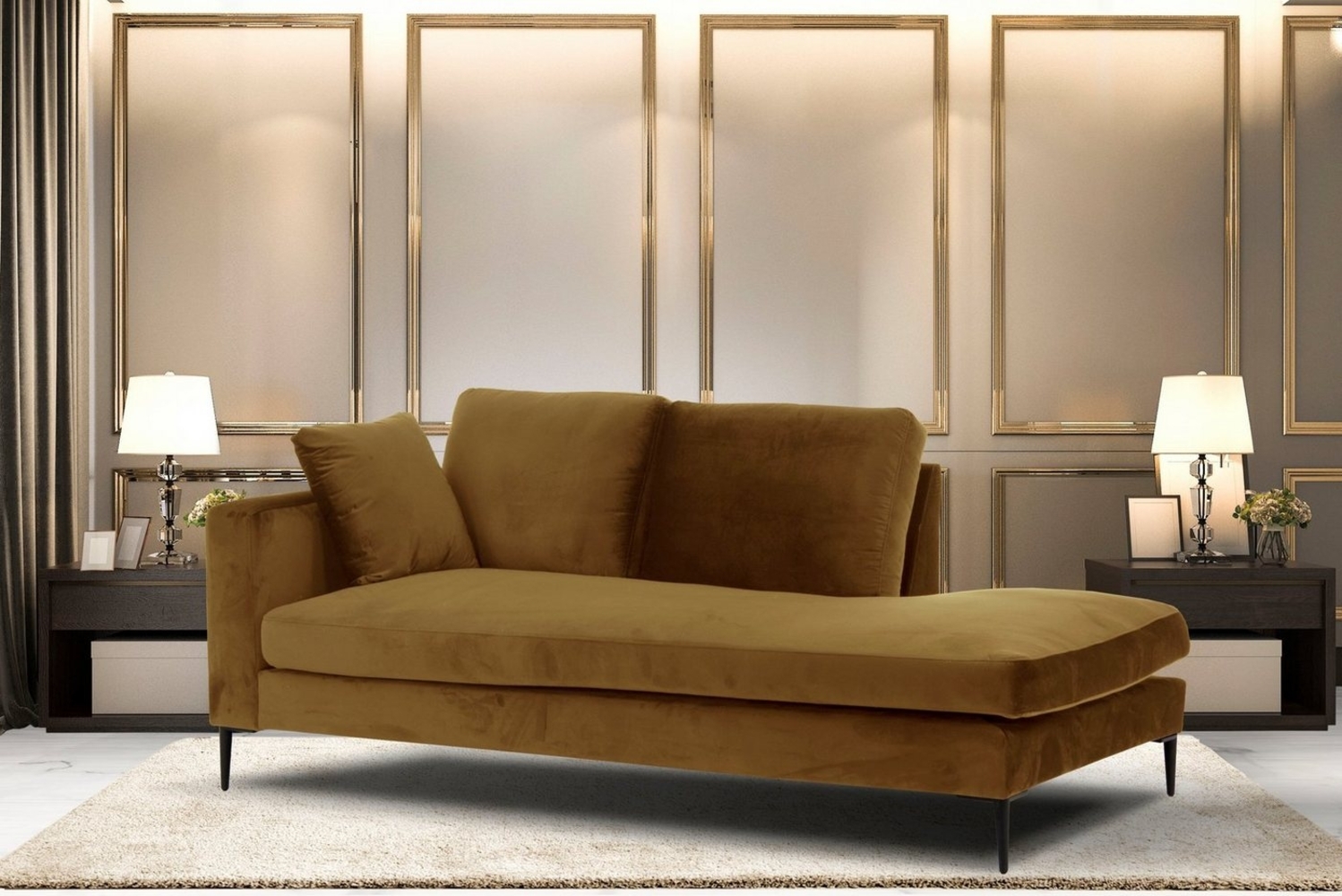 Leonique Recamiere Cozy Chaiselongue, Maße B/T/H: 195/97/80 cm, mit losen Kissen und Metallbeinen, Armlehne links oder rechts wählbar Bild 1