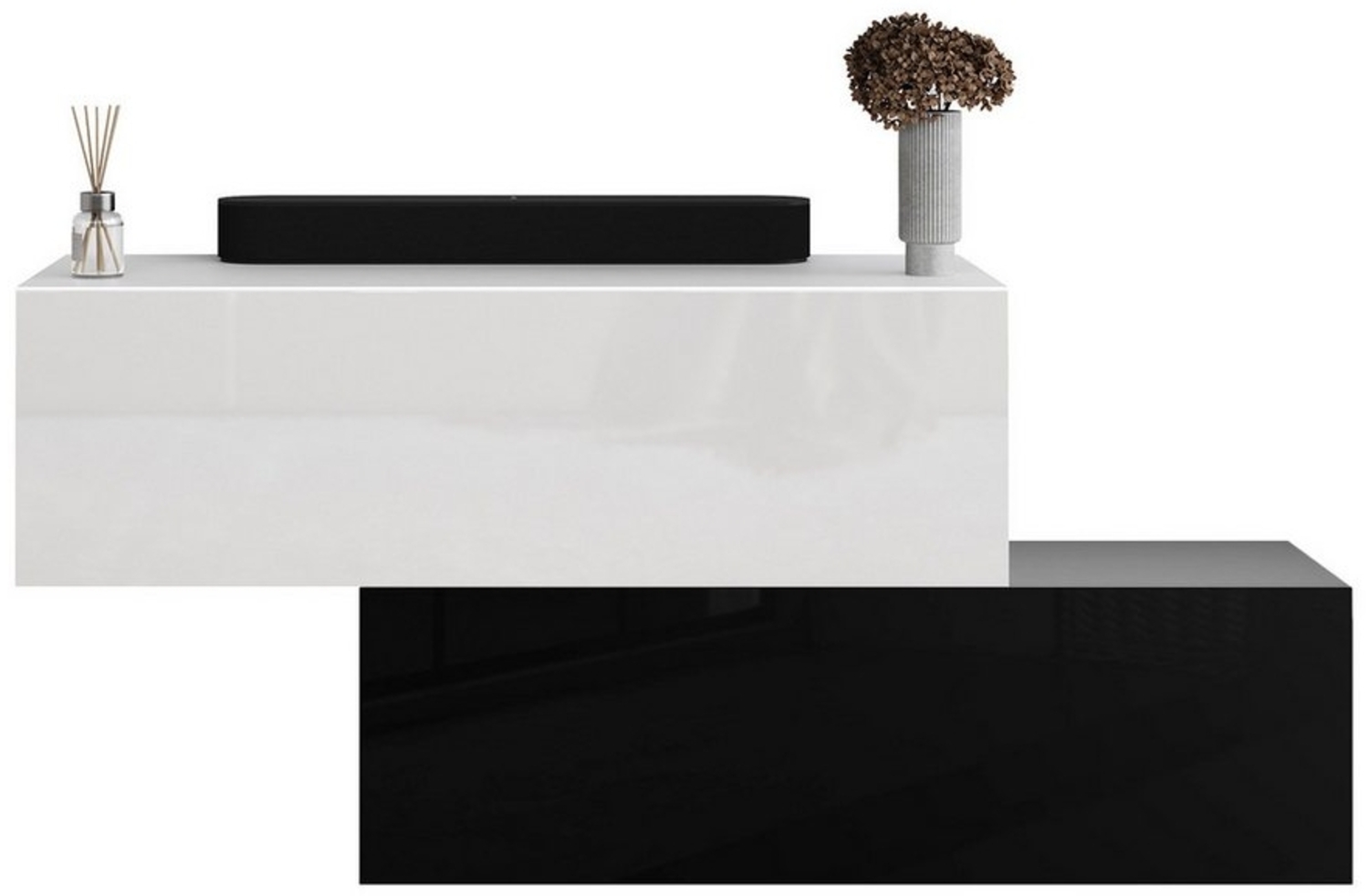 Planetmöbel Garderoben-Set 2x Hängeschrank WEST 100 cm schwarz - weiß, (Garderobenschrank, Wandgarderobe hängend oder stehend), in verschiedenen Farben Bild 1