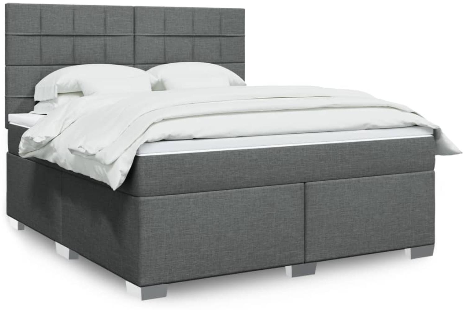 vidaXL Boxspringbett mit Matratze Dunkelgrau 180x200 cm Stoff 3290568 Bild 1