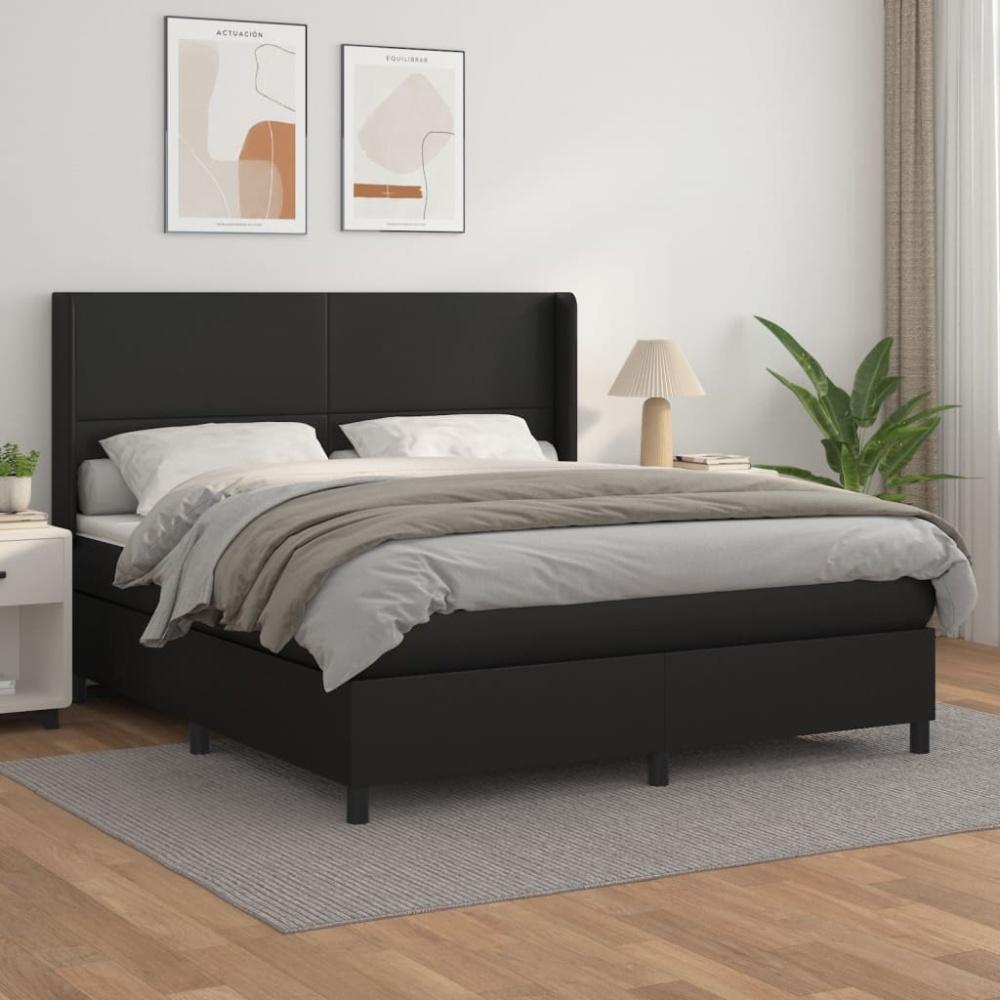 vidaXL Boxspringbett mit Matratze Schwarz 160x200 cm Kunstleder 3132387 Bild 1