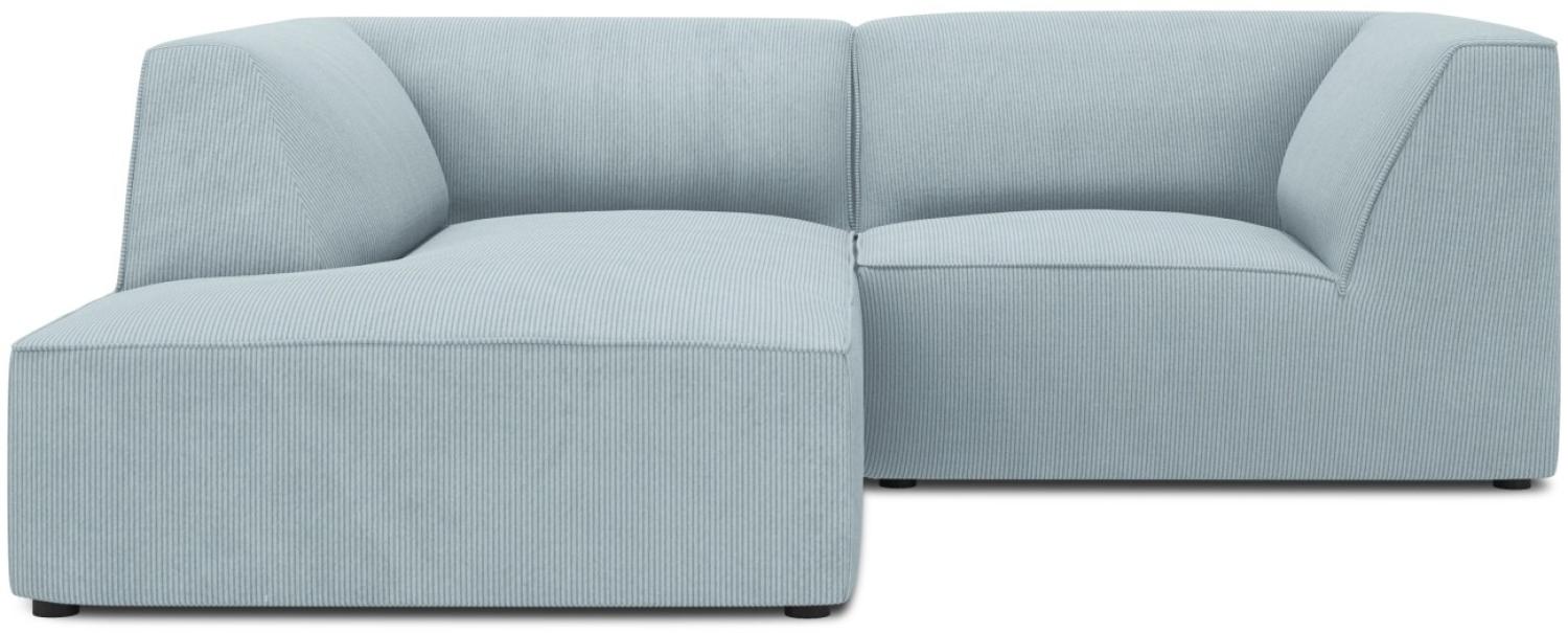 Micadoni 3-Sitzer Modular Ecke links Sofa Ruby | Bezug Light Blue | Beinfarbe Black Plastic Bild 1