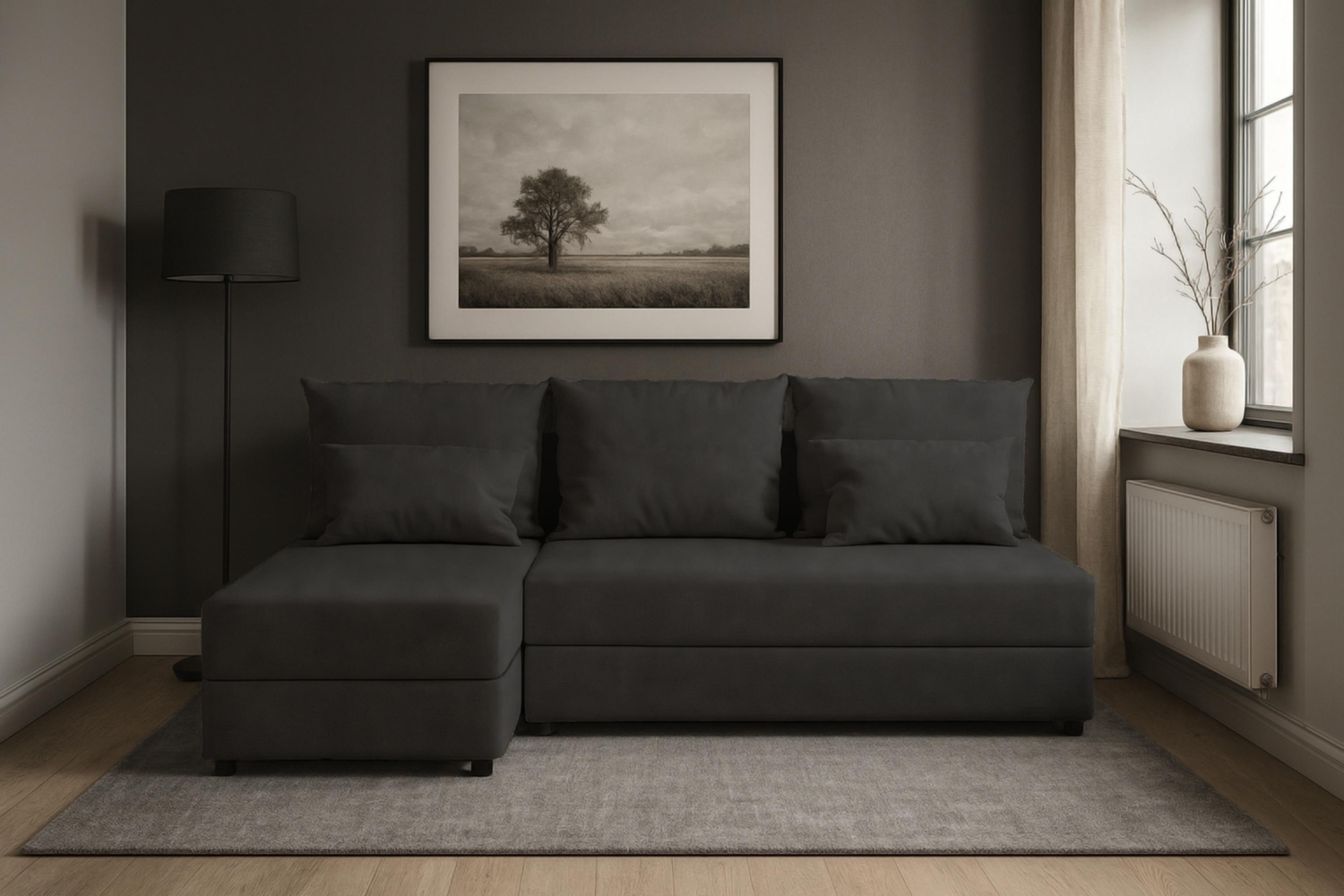 AX LIVING Sofa Klein mit Schlaffunktion Dolceo L Dunkelgraphit 206 cm Bild 1