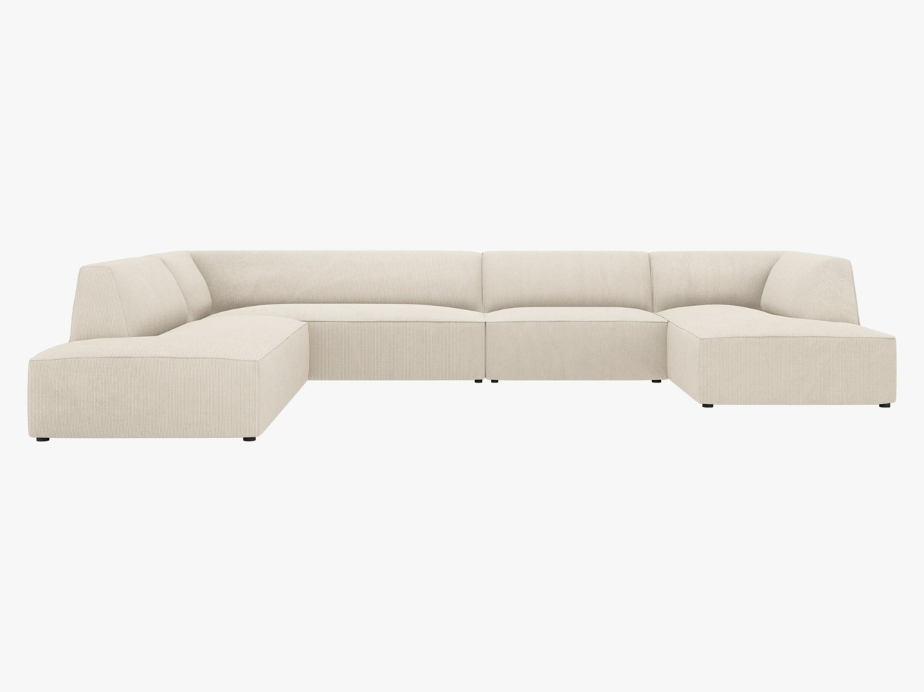 Micadoni Panorama-Ecksofa Ruby 7-Sitzer Links Kord Scala Helles Beige Bild 1