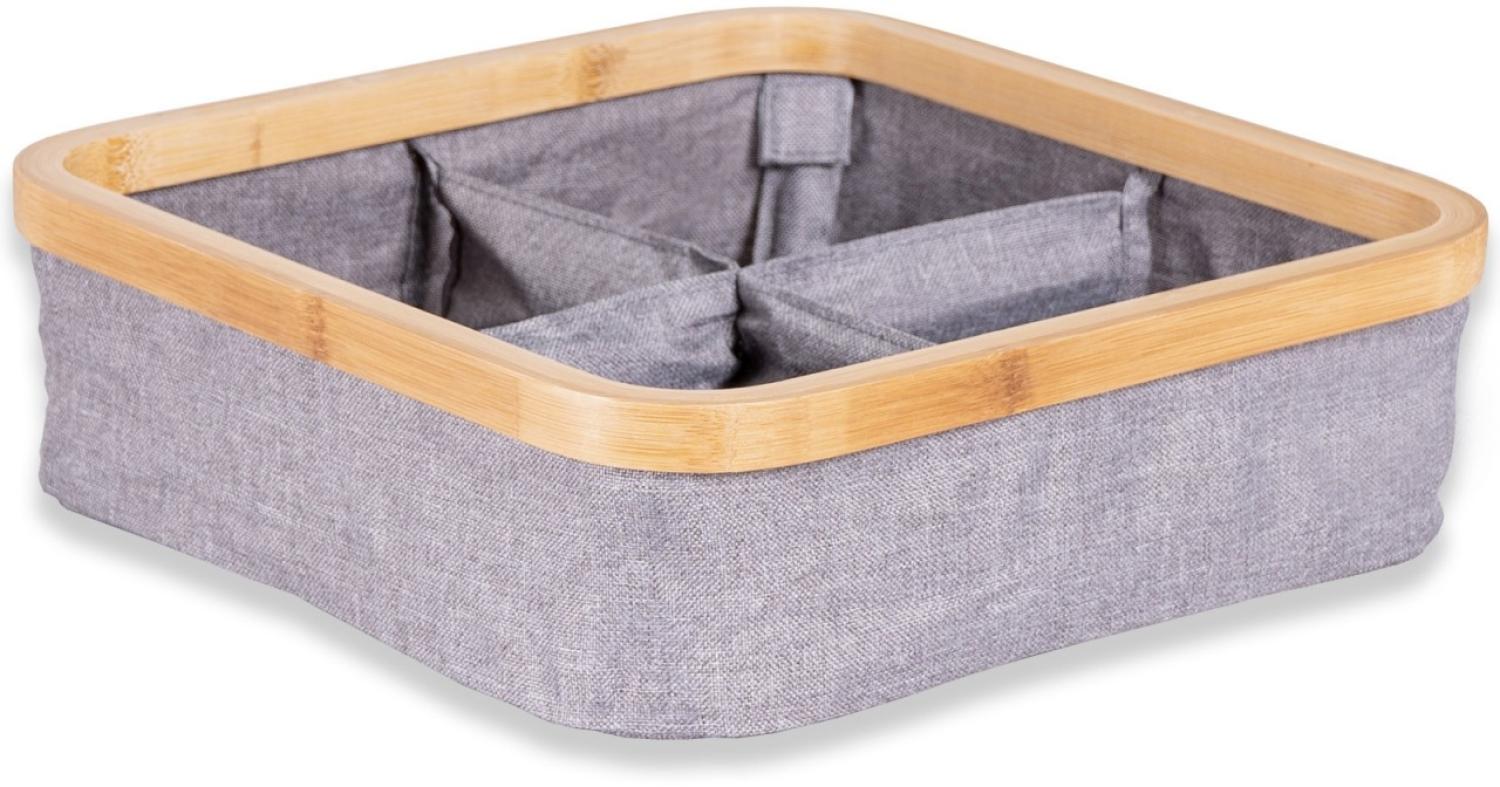 osoltus Regal Box Badezimmer Organizer Bambus Aufbewahrungskorb grau 4 Fächer Bild 1