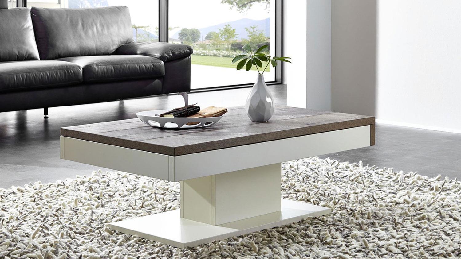 Couchtisch 'Light Line', Alteiche Antik grau/Weiß matt lack Bild 1