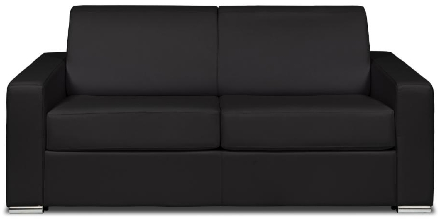 Vente-unique - Schlafsofa mit Matratze 3-Sitzer - Liegefläche 140 cm - Matratze 22 cm - Büffelleder - Schwarz - CALITO Bild 1