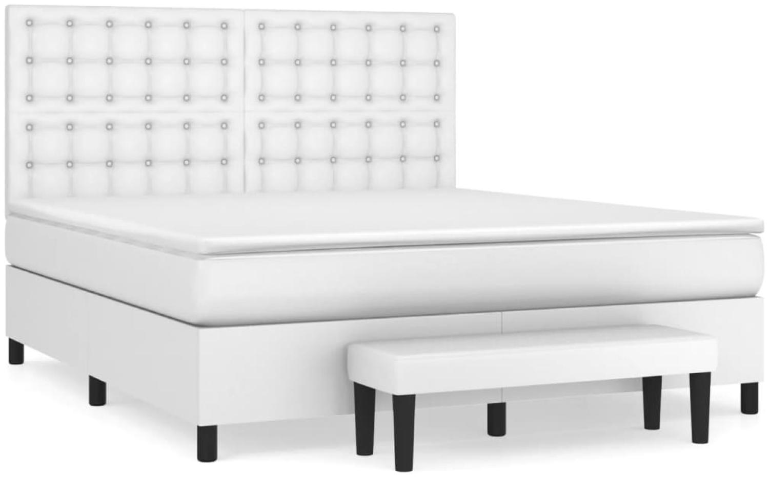 vidaXL Polsterbett mit Matratze Weiß 180x200 cm Kunstleder Bild 1