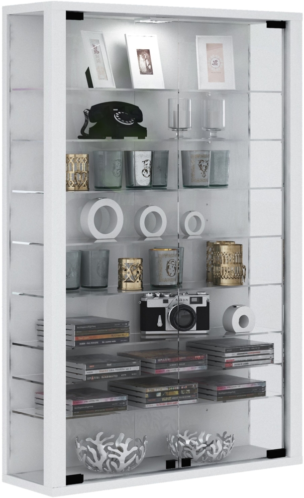 Vitrinenschrank Glas Wandschrank Vitrine Sammlervitrine Hängeschrank weiß Bild 1