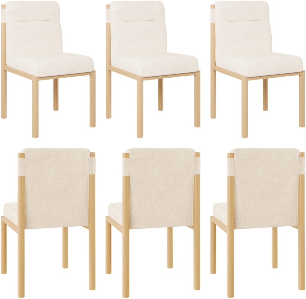 Merax Esszimmerstuhl (Set, 6 St) Eisengestell in Eichenholz-Optik , 6er Set Polsterstühle Wohnzimmerstuhl Sherpa-Stoff Beige Bild 1