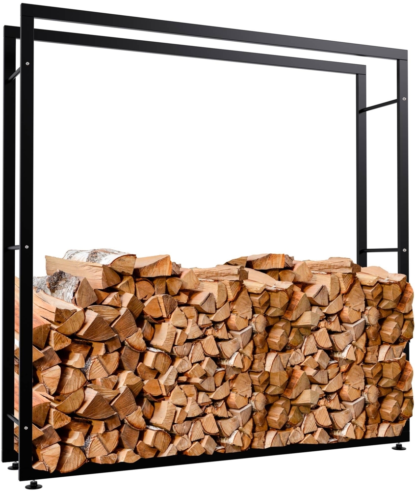 DELUKE® Kaminholzregal innen Metall SATLO - für Feuerholz Brennholzregal innen Kaminholzständer Kaminholzhalter Feuerholzregal InnenSchwarz, 25 x 150 x 150 cm Bild 1