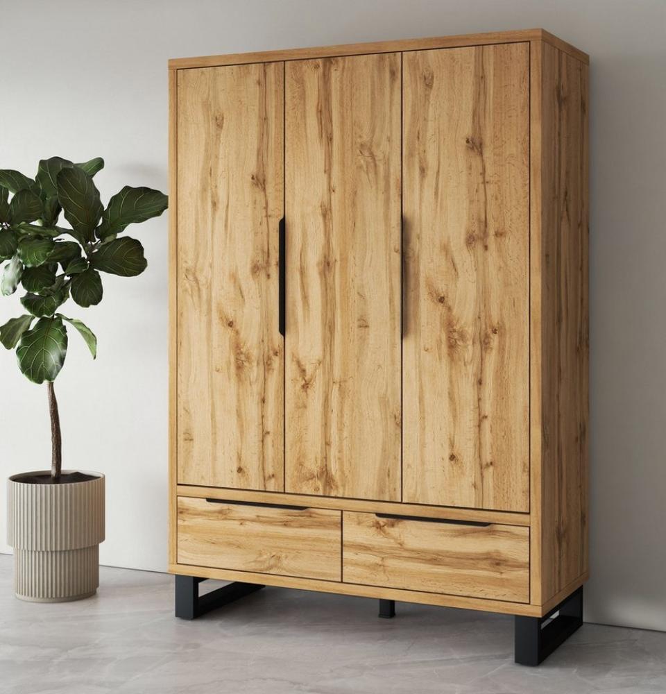 Home affaire Drehtürenschrank Bronne,Breite 145 cm, Wäscheschrank inclusive Innenausstattung Kleiderschrank, 2 Schubladen, Metallgriffe, Garderobe Bild 1