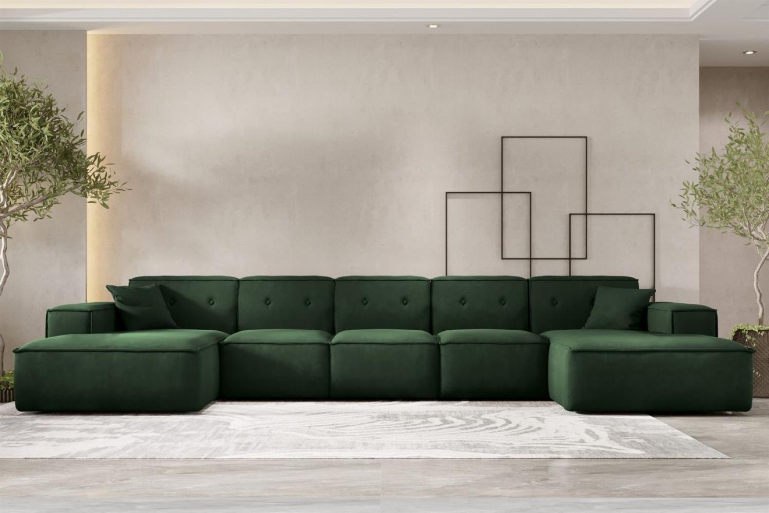 Wohnlandschaft Sofa U-Form CESINA XL in Stoff Opera Velvet Dunkelgrün Bild 1