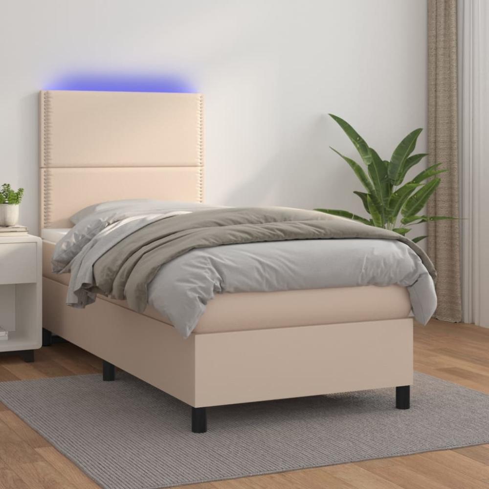 vidaXL Polsterbett mit Matratze & LED Cappuccino-Braun 80x200cm [3135854] Bild 1