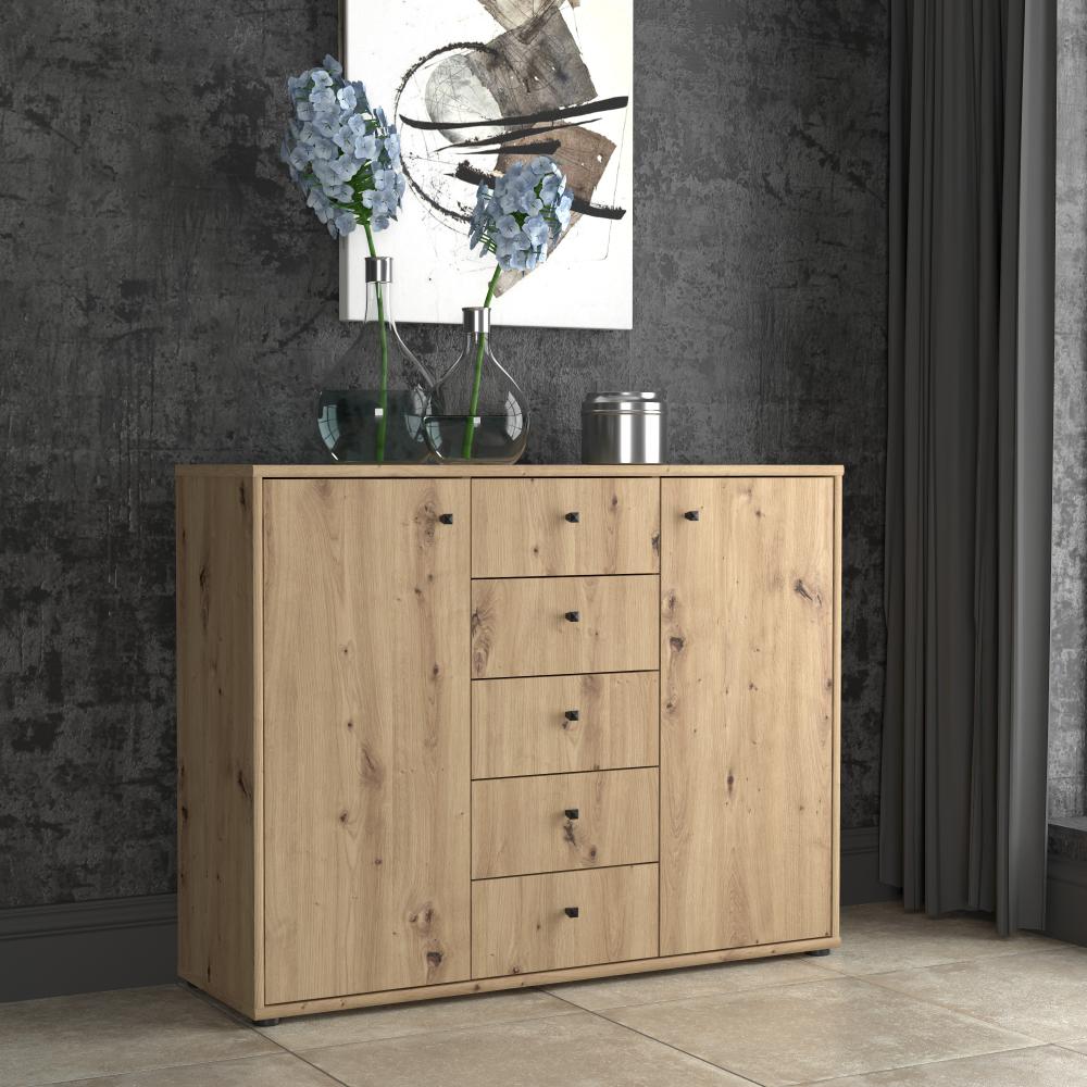 Kommode Sideboard mit Stauraum, 109 x 85 x 35 cm, Artisan Eiche Bild 1