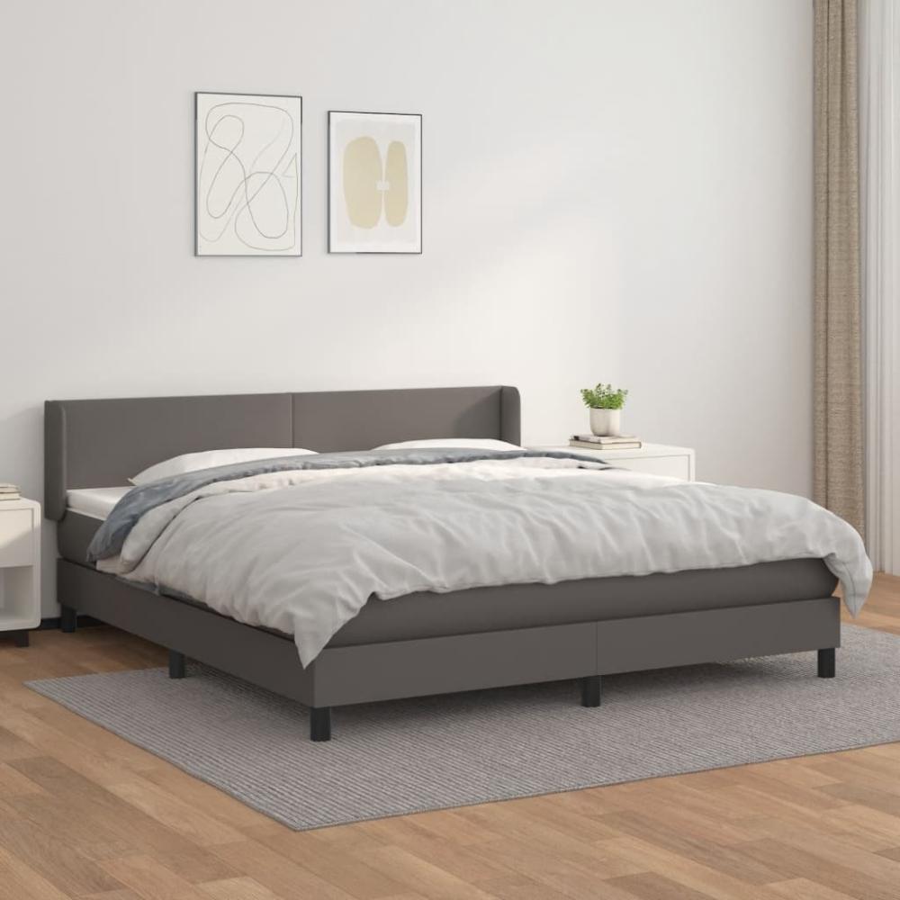 vidaXL Boxspringbett mit Matratze Grau 180x200 cm Kunstleder 3130677 Bild 1