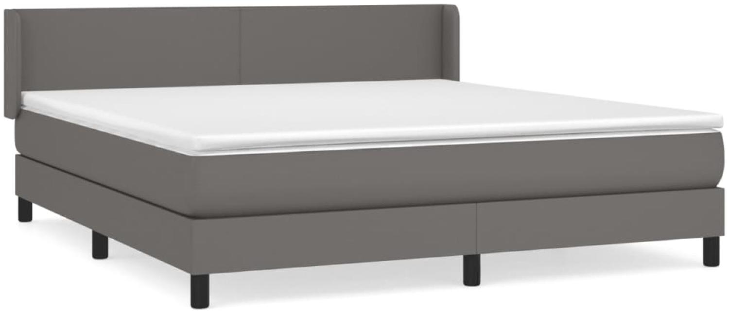 vidaXL Boxspringbett mit Matratze Grau 180x200 cm Kunstleder 3130677 Bild 1