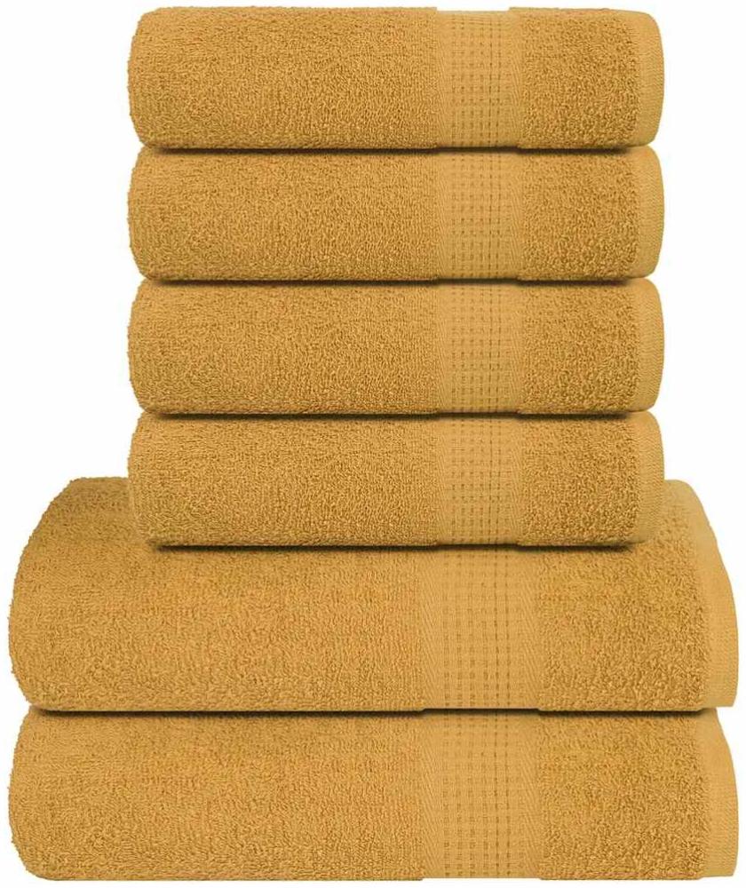 vidaXL 6-tlg. Handtuch-Set Golden 360 g/m² 100% Baumwolle 137084 Bild 1