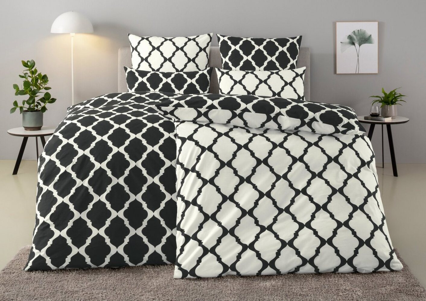 Home affaire Wendebettwäsche Alba in Gr. 135x200 oder 155x220 cm, Renforcé, 2 teilig, Bettwäsche mit Wendeoptik, in verschiedenen Qualitäten, Baumwolle Bild 1