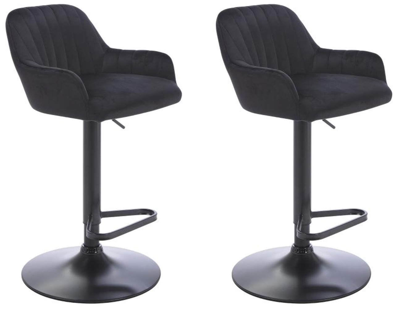 Vente-unique - Barhocker 2er-Set - Samt & Metall - Höhenverstellbar - Schwarz - ELEANA Bild 1