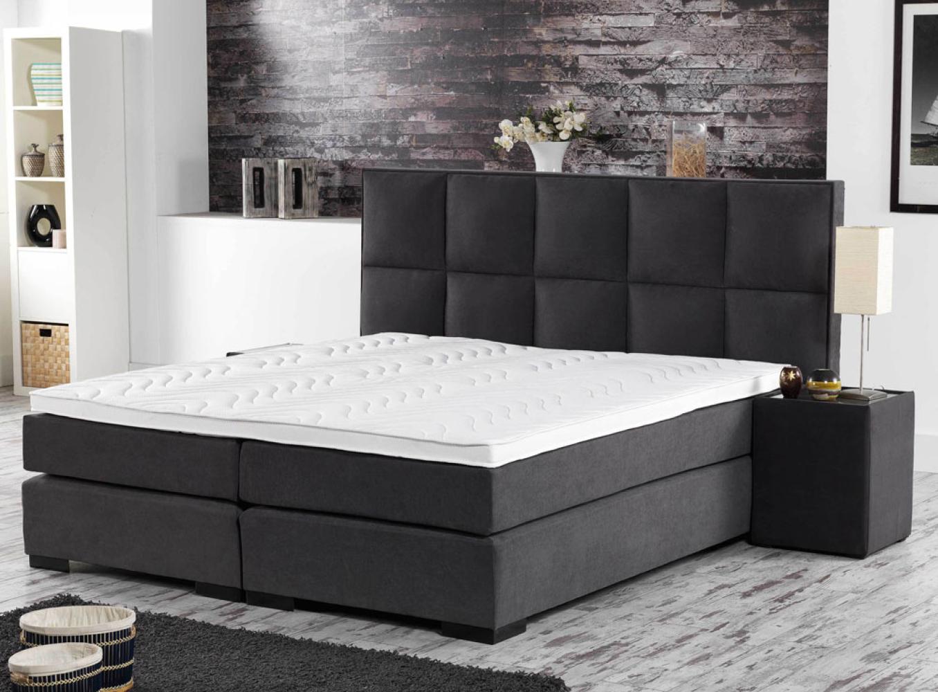 Boxspringbett OSLO 180cm, Härtegrad H3/H5, Bezug: Kunstleder, anthrazit Bild 1
