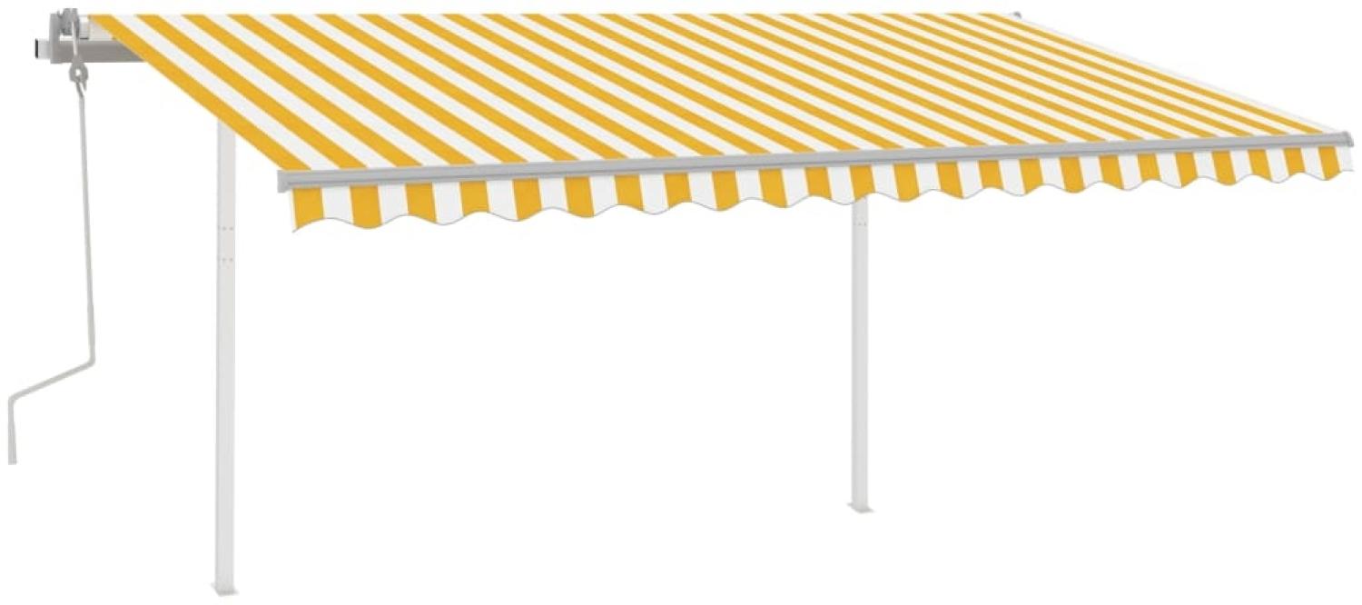 vidaXL Markise Manuell Einziehbar mit LED 4,5x3,5 m Gelb & Weiß 3070043 Bild 1