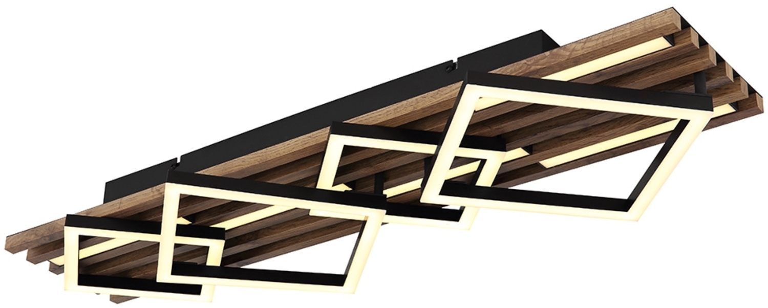 LED Deckenleuchte, schwarz, Holzoptik, 3 Stufen, L 83 cm Bild 1