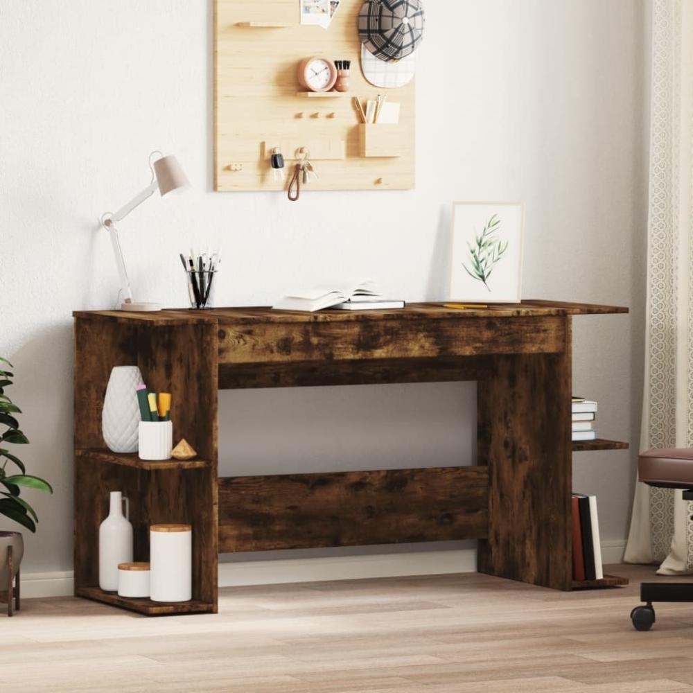 vidaXL Schreibtisch Räuchereiche 140x50x75 cm Holzwerkstoff 840552 Bild 1