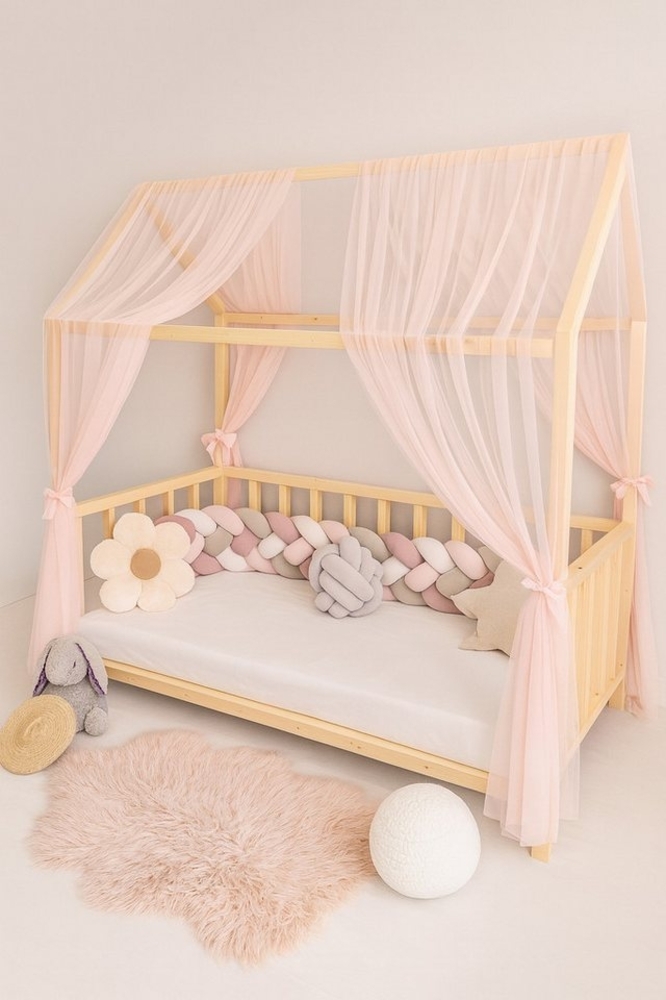 Baby Fancyroom Betthimmel Hausbett Himmel Premium Tüll, Baldachin für Kinderbett Mädchenzimmer, 2-teilig, mit 4 Schleifen, Premium Tüll Bild 1